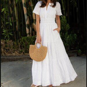 Maeve by Anthropologie Somerset Eyelet White Maxi Dress XS